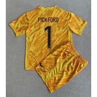 Camisa de Futebol Inglaterra Jordan Pickford #1 Goleiro Equipamento Principal Infantil Europeu 2024 Manga Curta (+ Calças curtas)